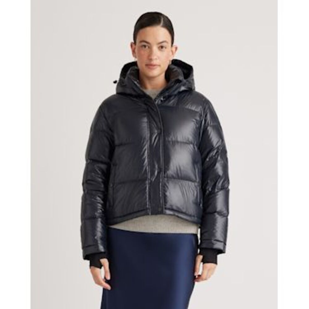 Quince Responsible Down Cropped Shiny Black Puffer Medium